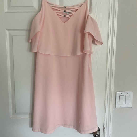 Kensie Womens Pink Lace Up Neck Cold Shoulder Flared Shift Dress - Picture 5 of 6
